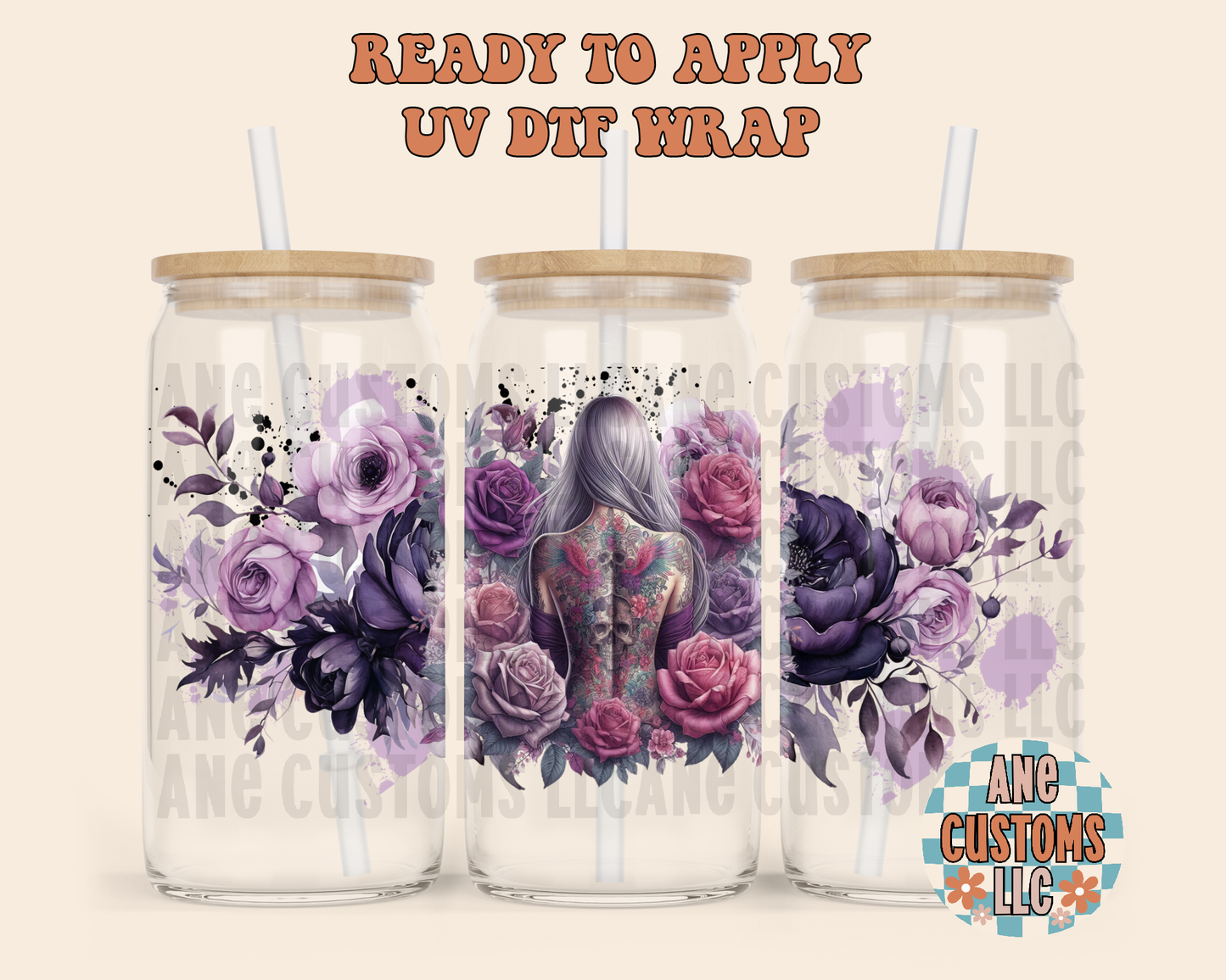 Pink & purple flowers UVDTF WRAP