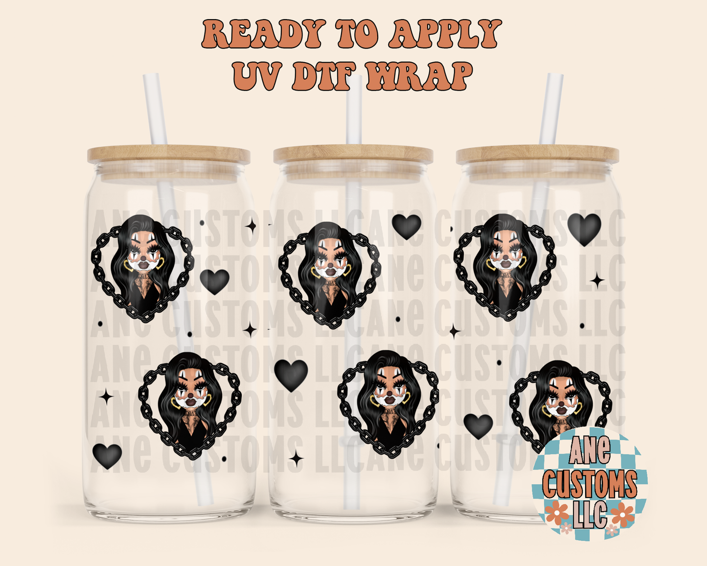 Black hearts UVDTF WRAP