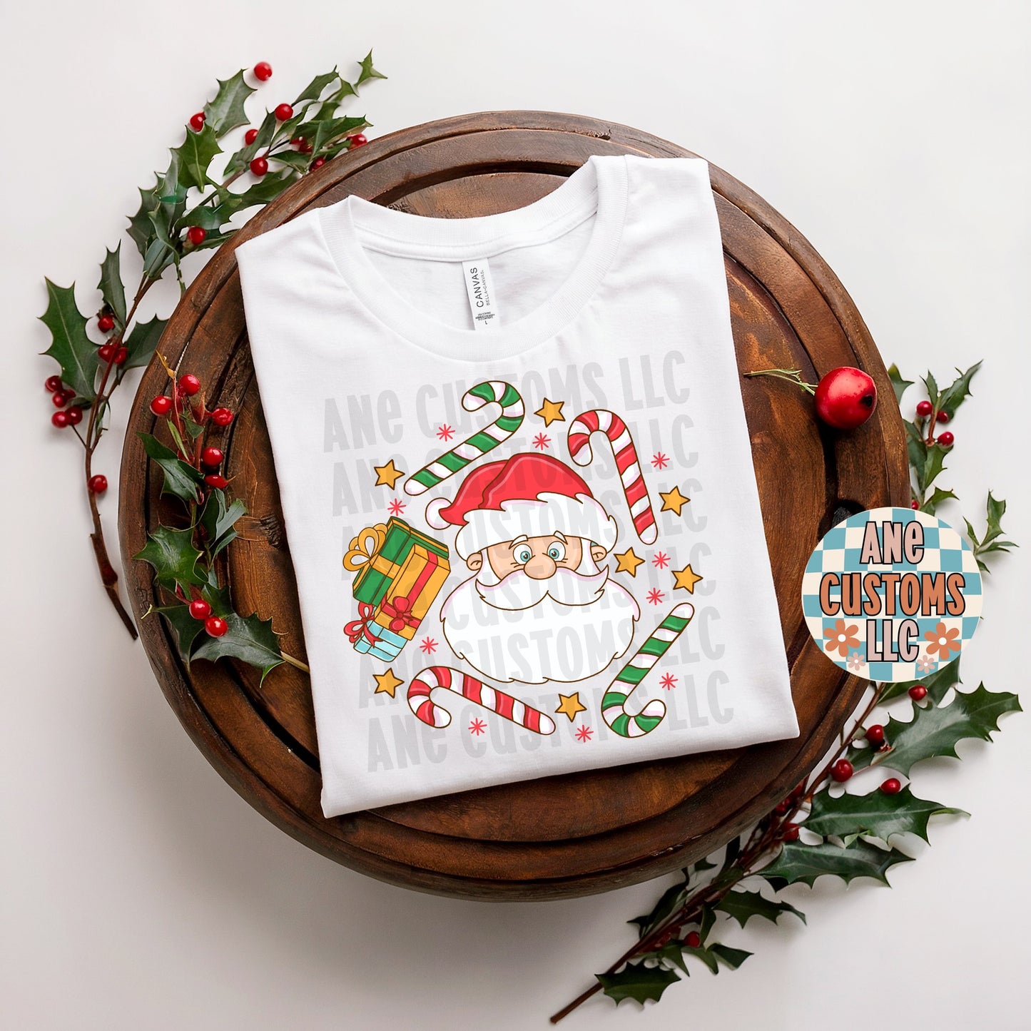 Santa and candy cane