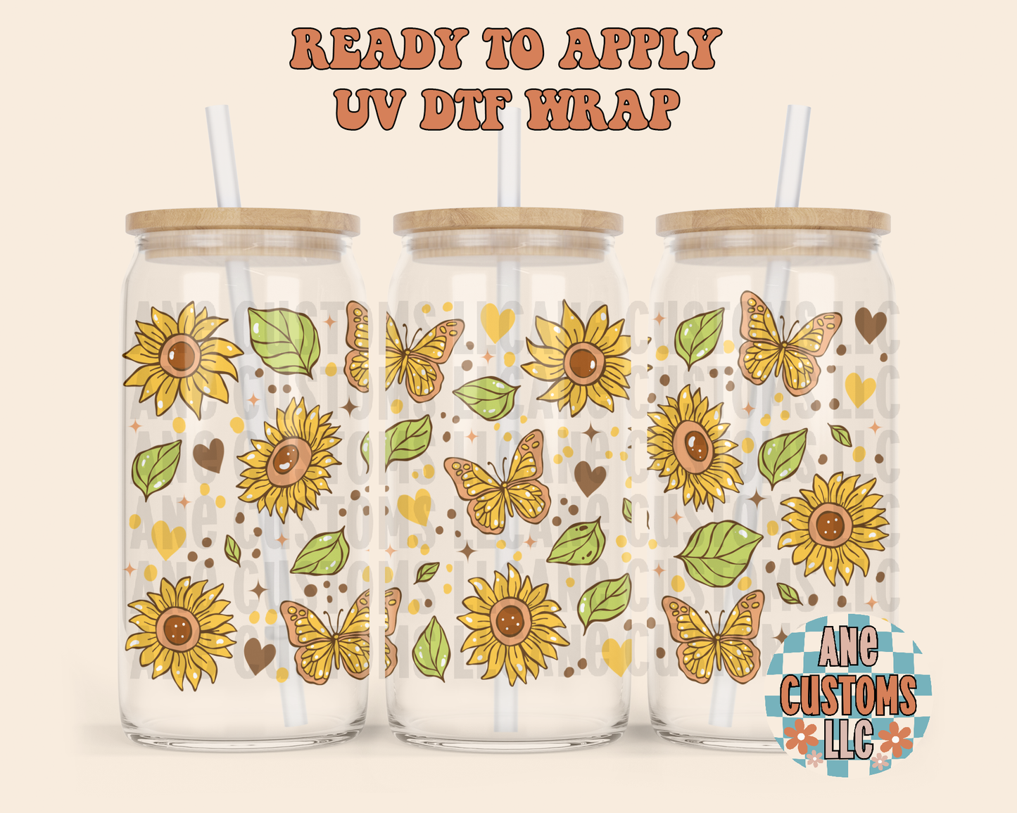 Sunflower & butterflies UVDTF WRAP