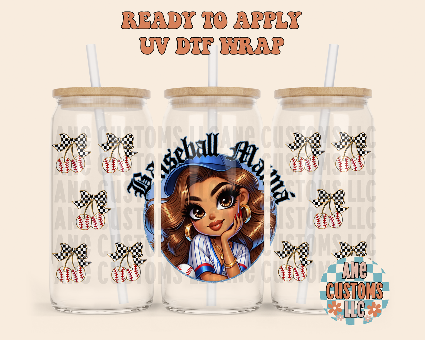 Baseball mama UVDTF WRAP