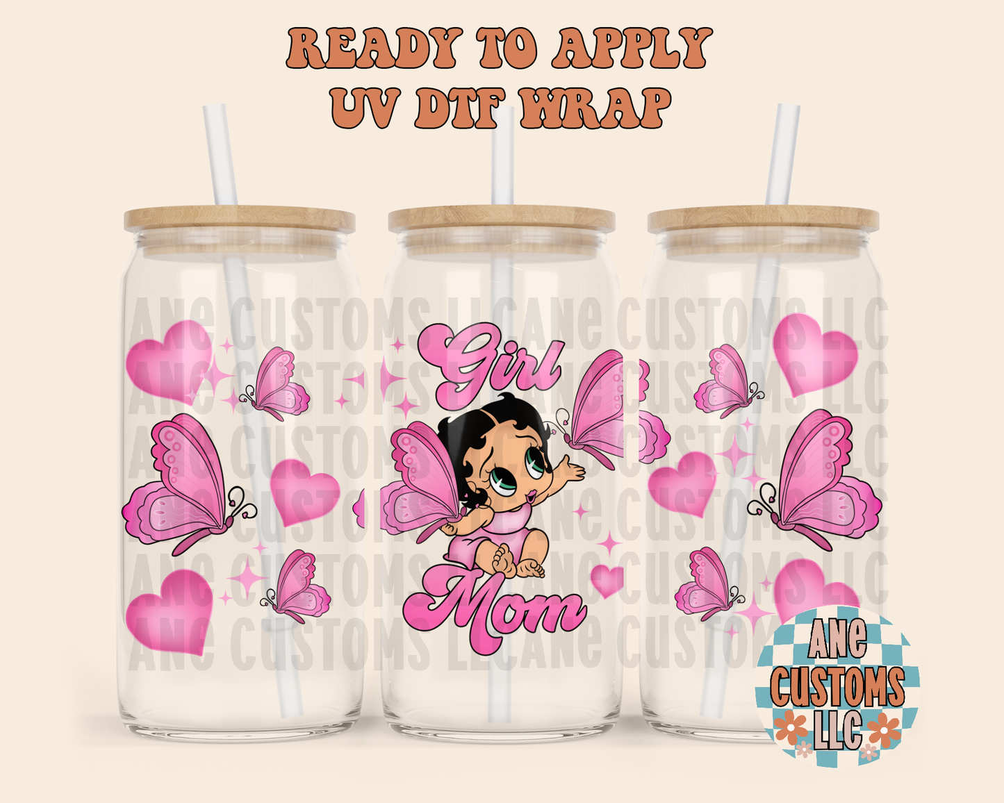 Girl mom butterfly UVDTF WRAP