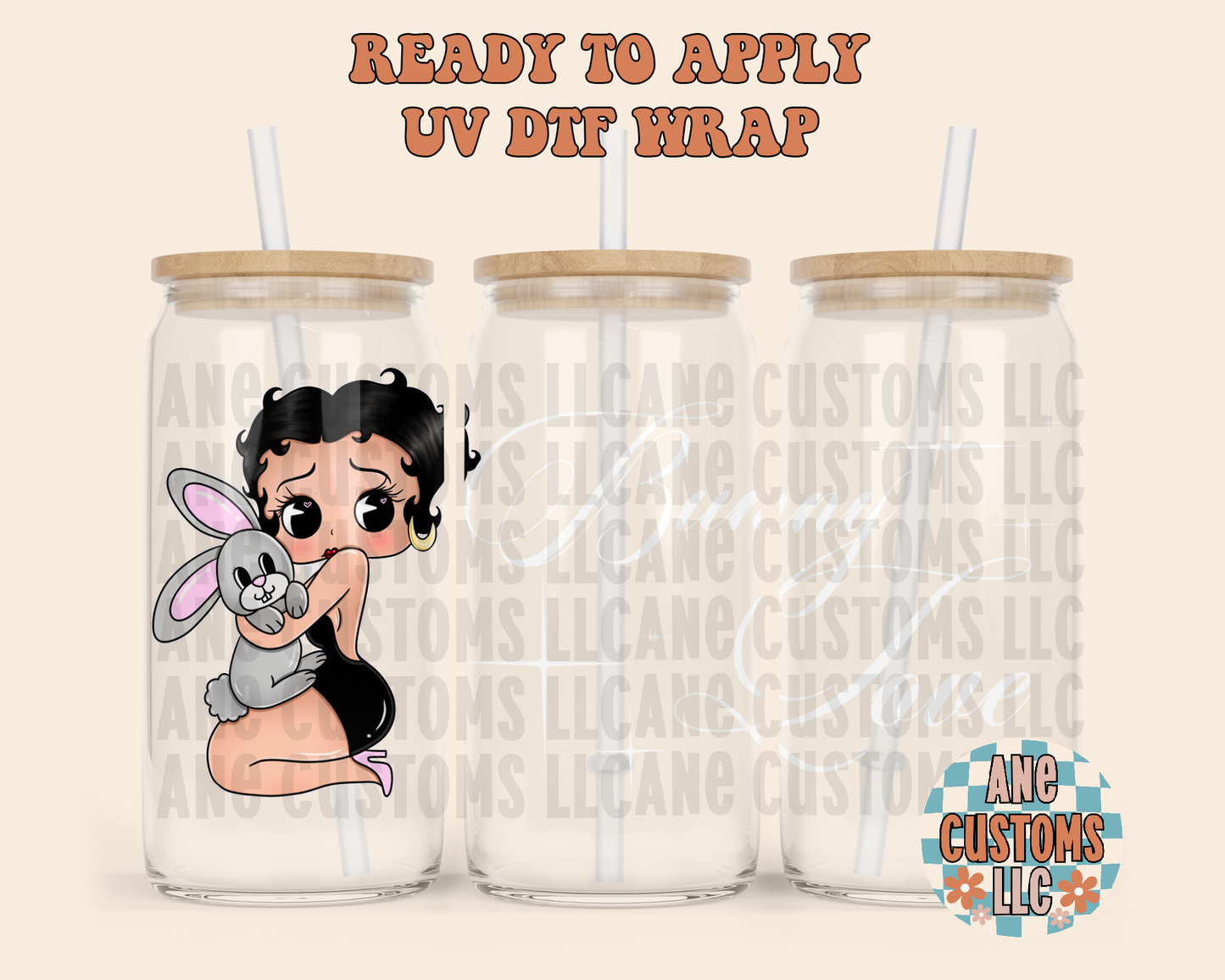 Bunny love ( white letters )UVDTF WRAP