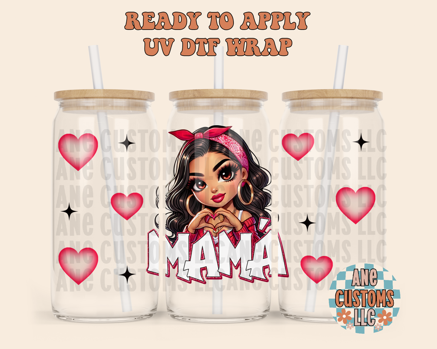 Mama pink hearts UVDTF WRAP