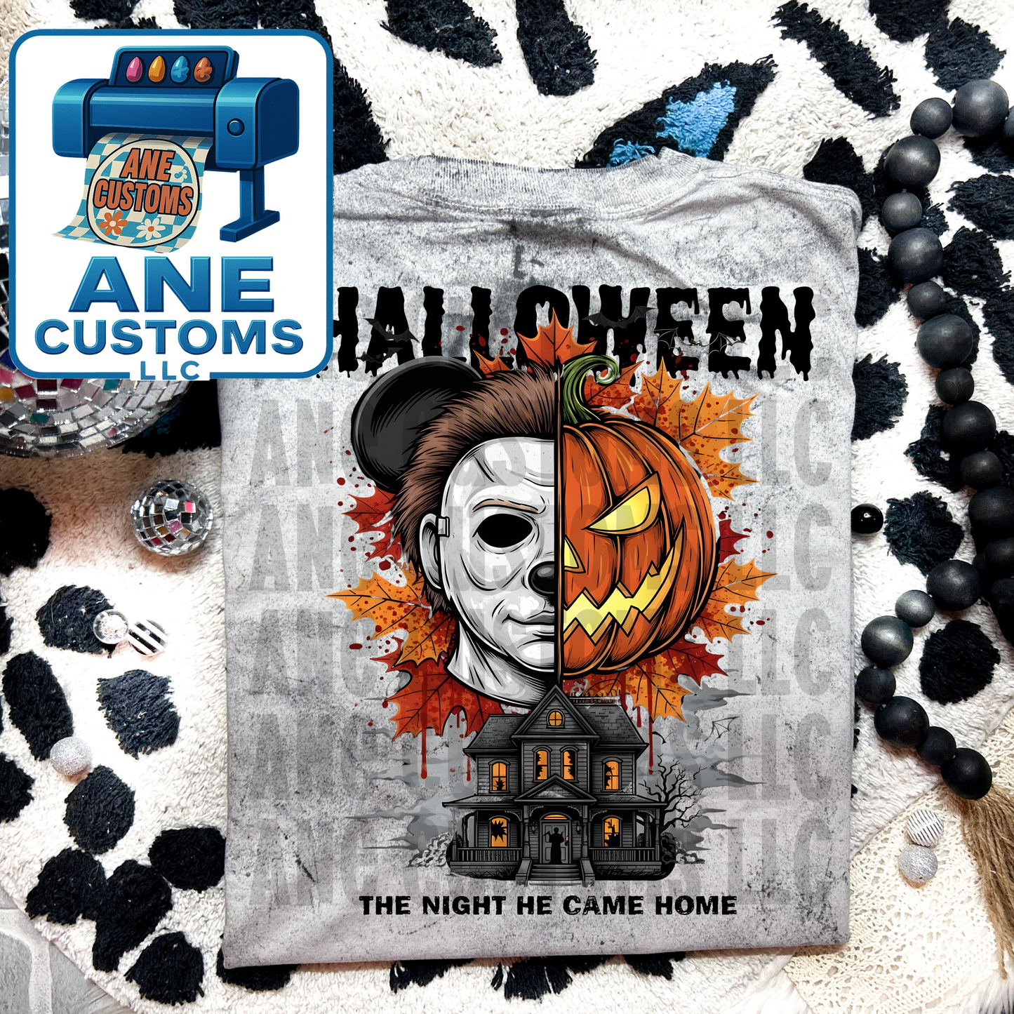 Halloween pumpkin guy black letters