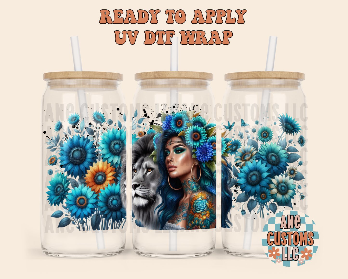 Sun flowers blue UVDTF WRAP