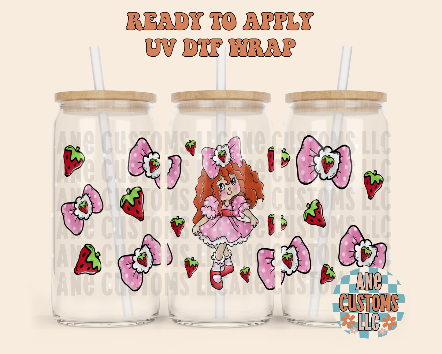 Strawberry bows UVDTF WRAP