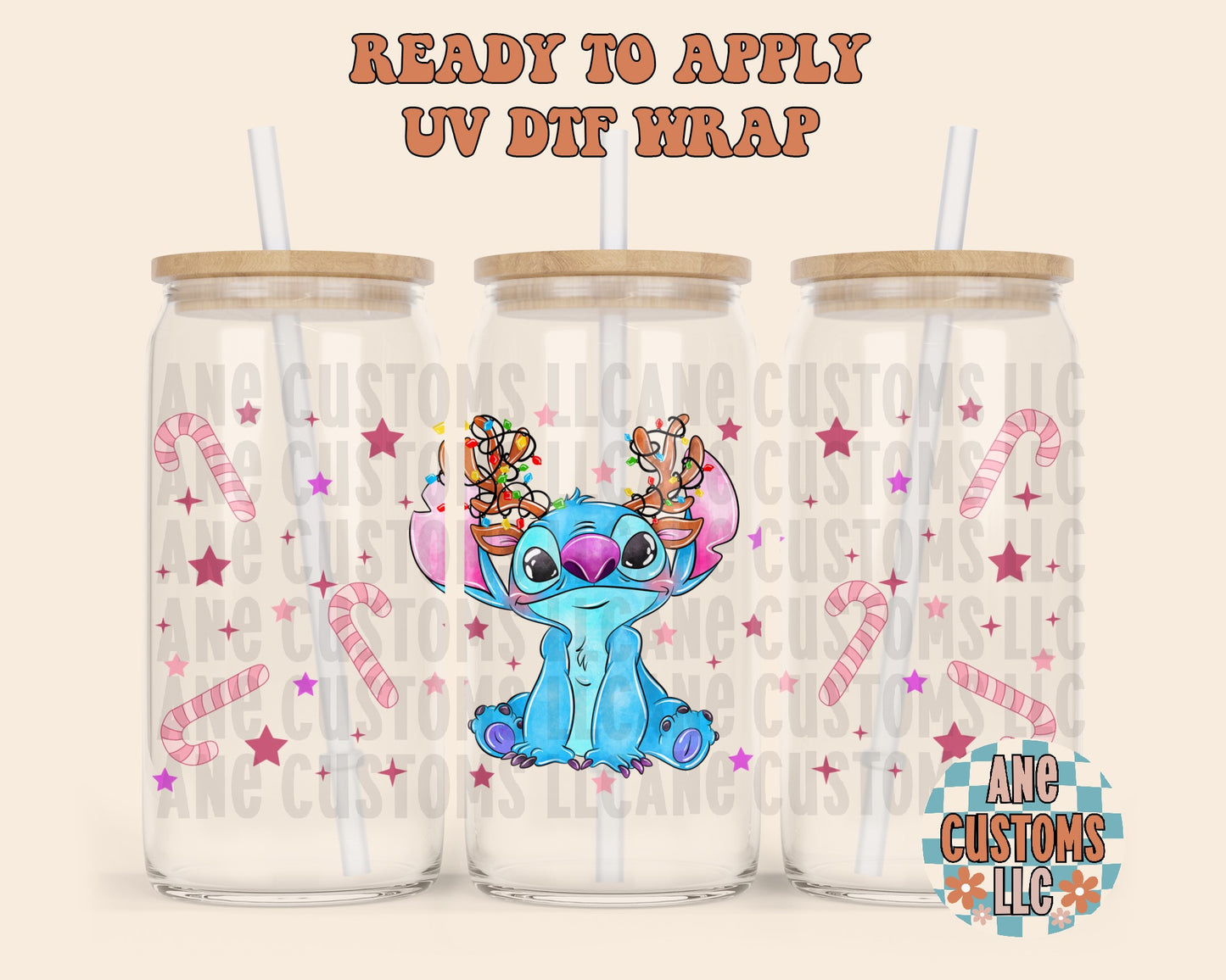 Pink candy cane S UVDTF