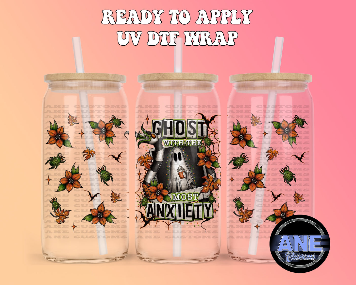 Ghost with the most anxiety UVDTF WRAP