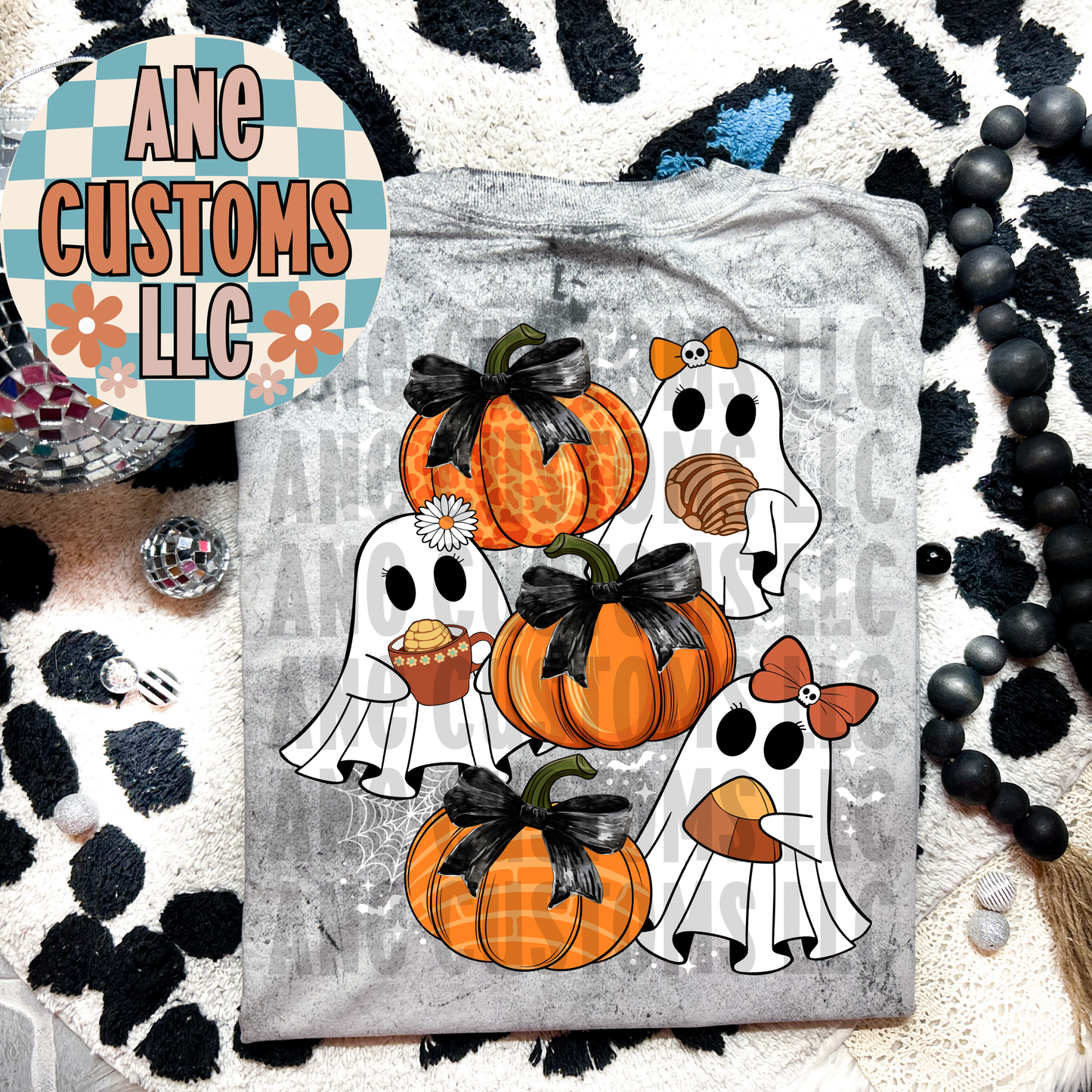 Pumpkin & ghosts white webs