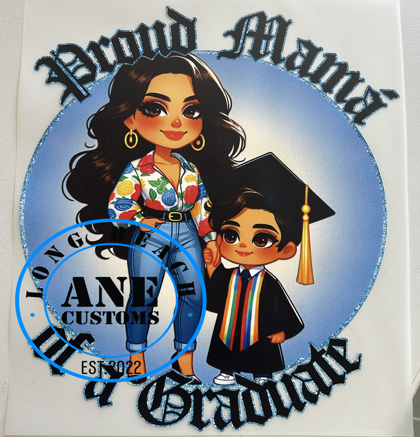 proud mama a graduate blue