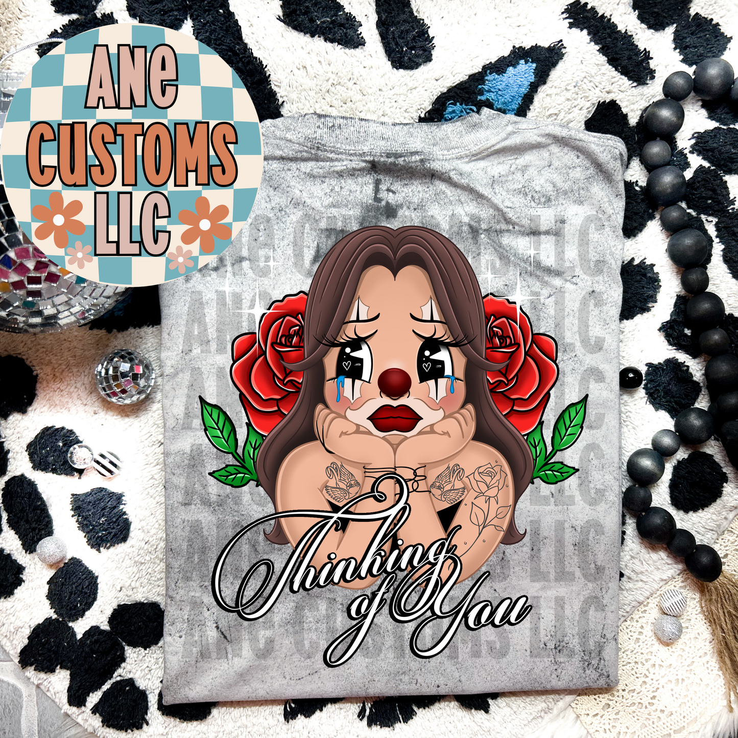 Thinking of you roses (black shirt)