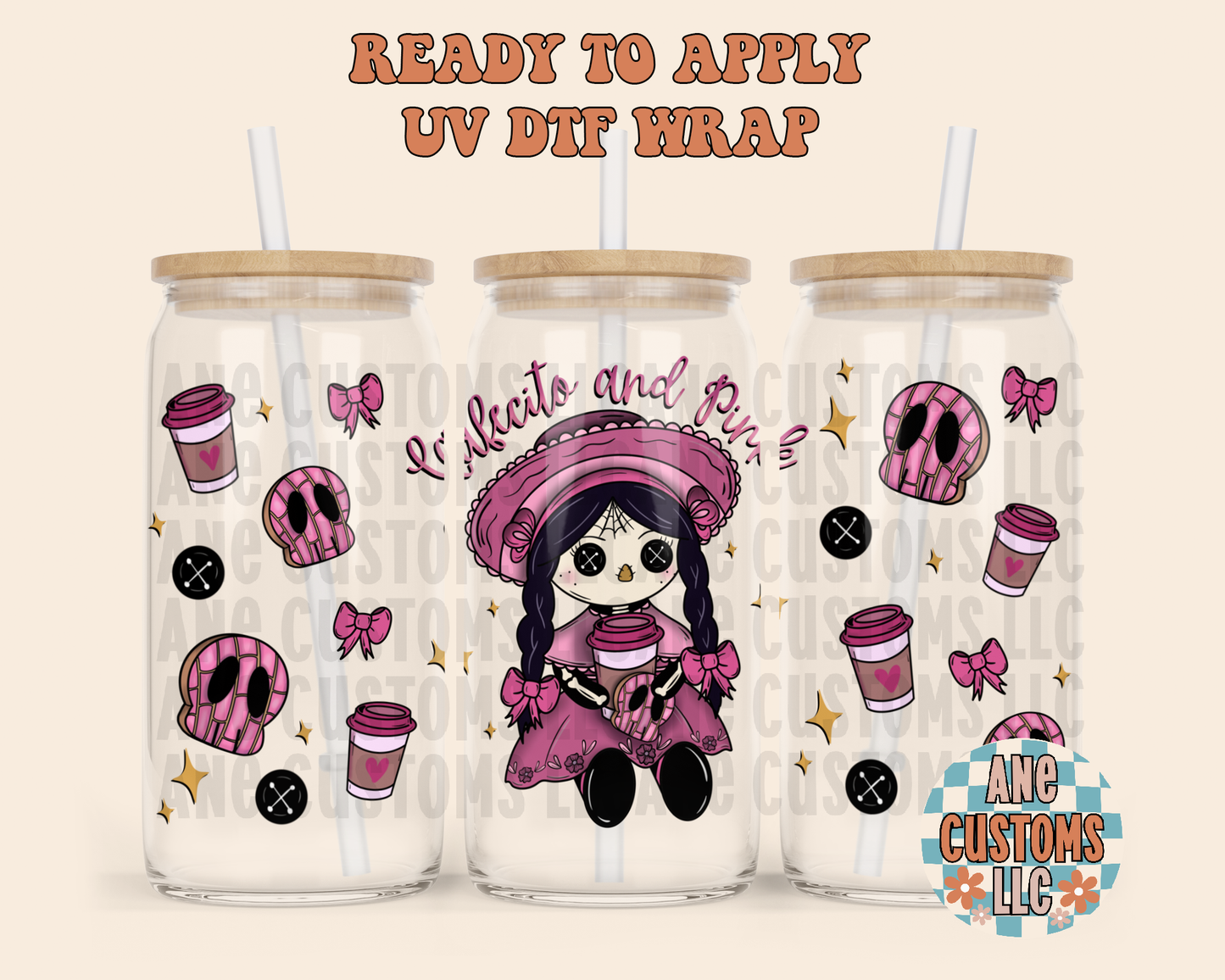 Cafecito and pink UVDTF WRAP