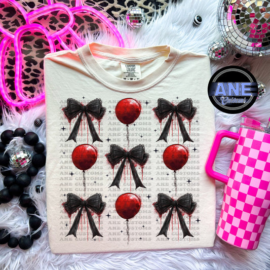 Black bows and balloons