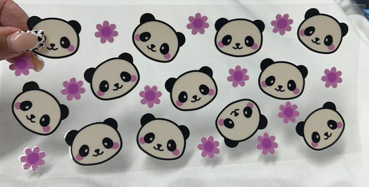 Pandas and flowers UVDTF WRAP