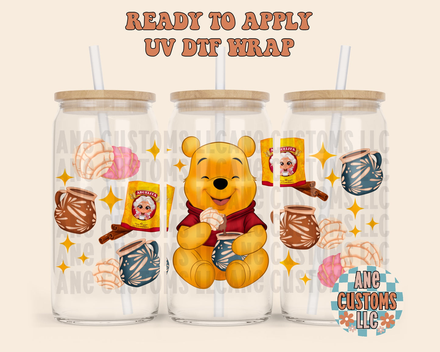 Bear and conchas UVDTF