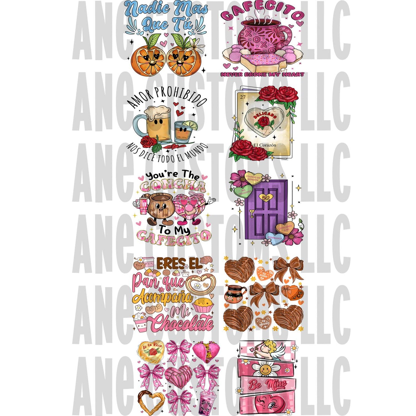 decal uvdtf Hispanic Valetines bundle
