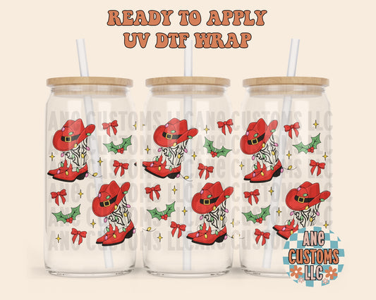 Red cowboy boots UVDTF