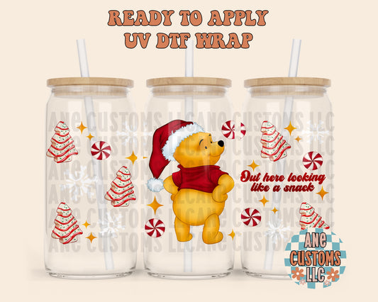 Bear and candy canes UVDTF