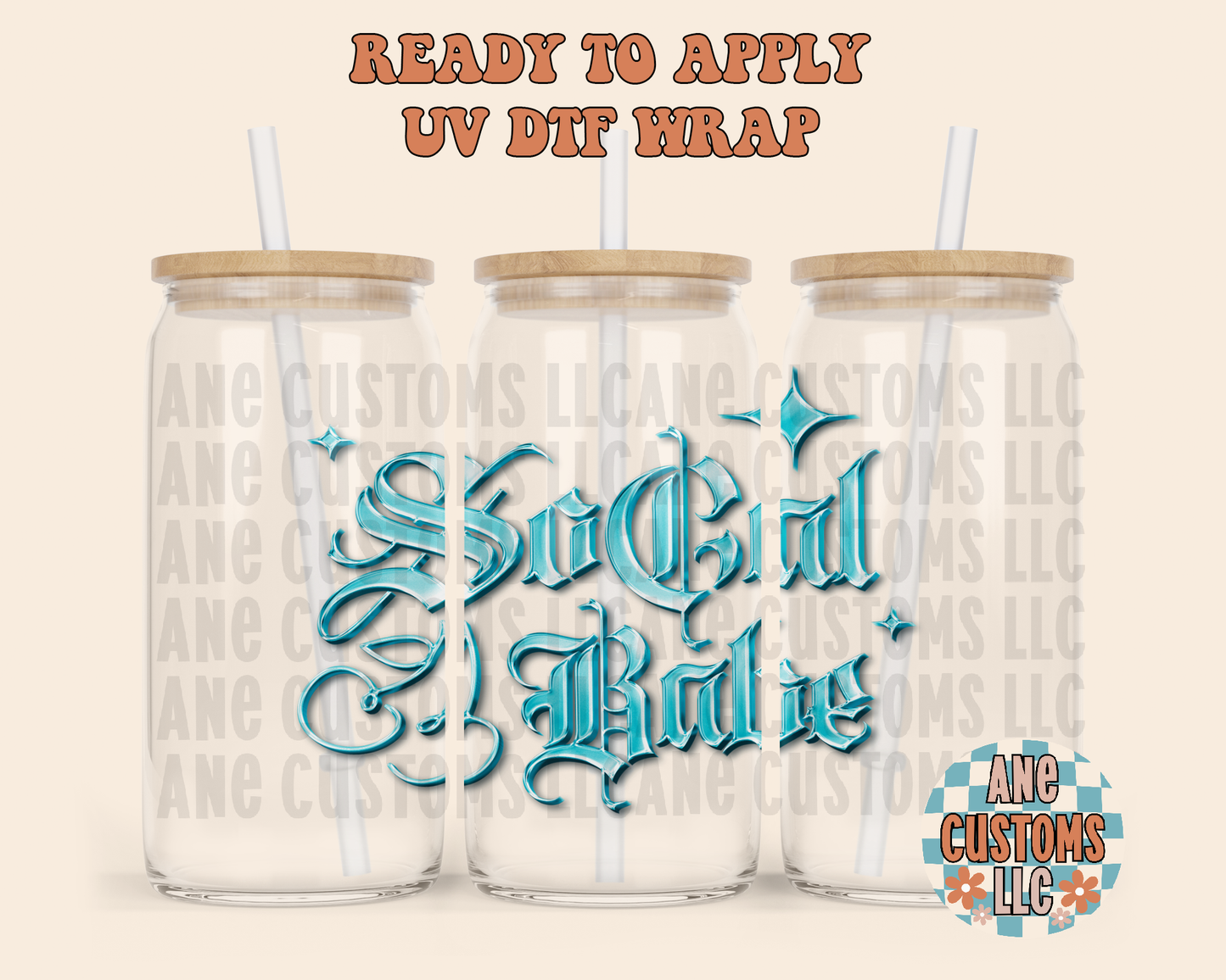 so cal babe light blue UVDTF WRAP