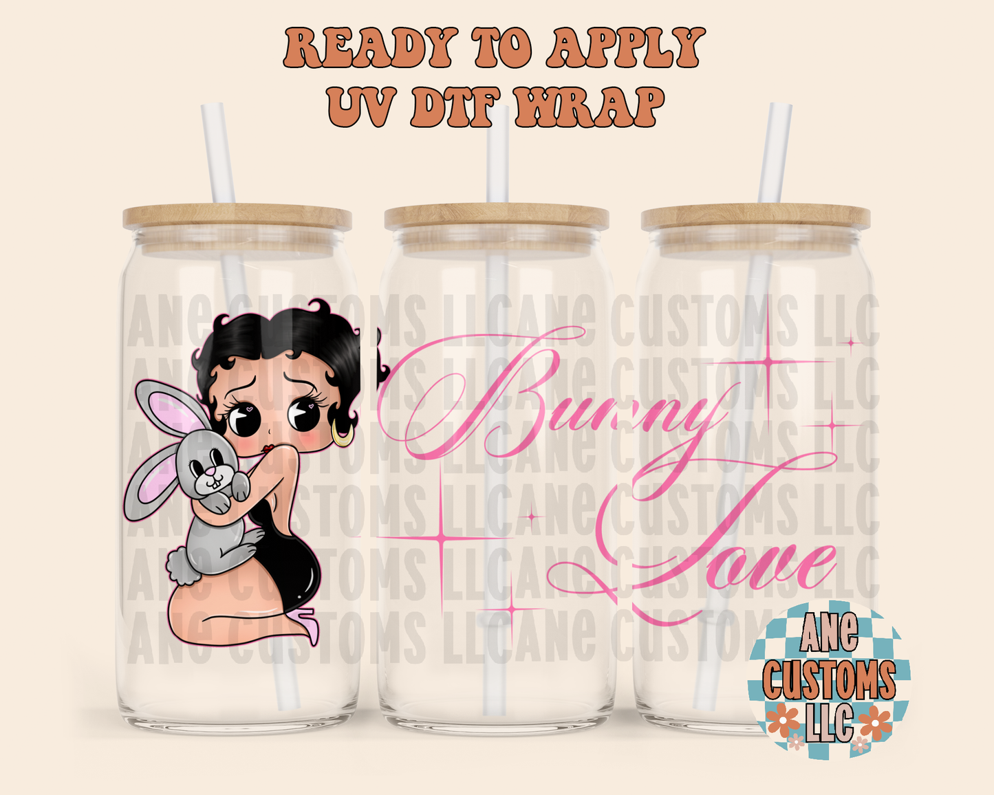 Bunny love ( pink letters )UVDTF WRAP