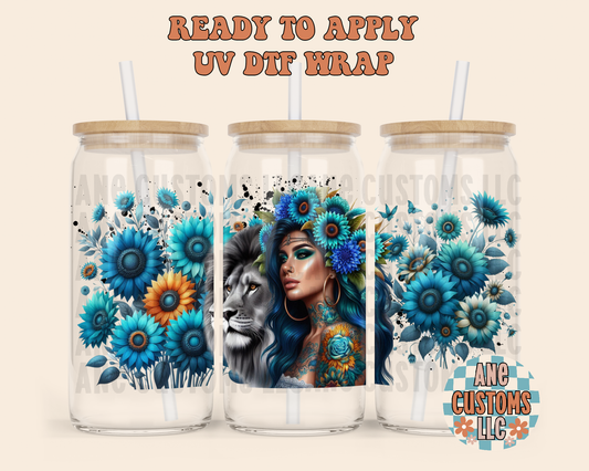 Sun flowers blue UVDTF WRAP