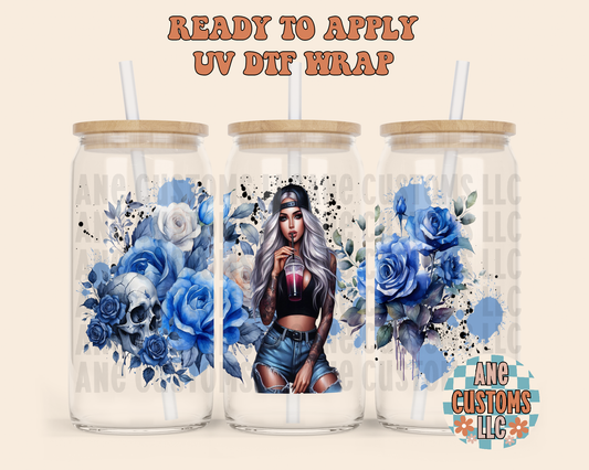 Blue flowers UVDTF WRAP