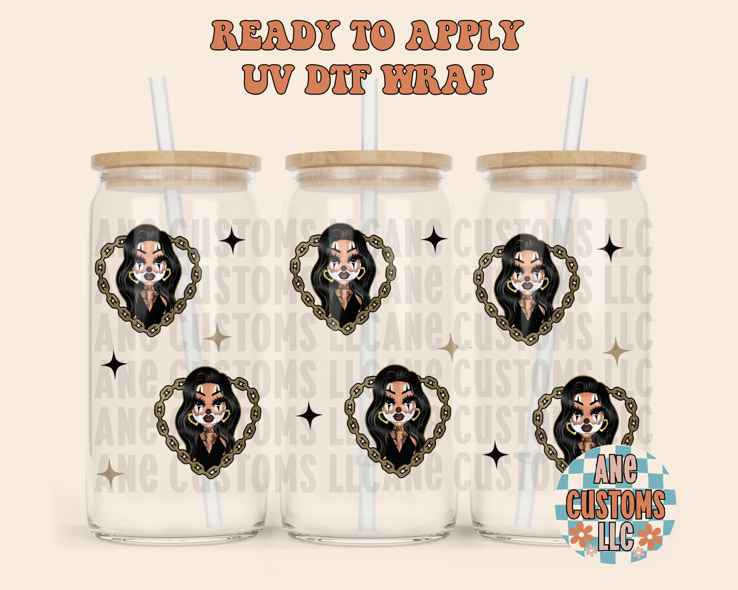 Brown hearts UVDTF WRAP