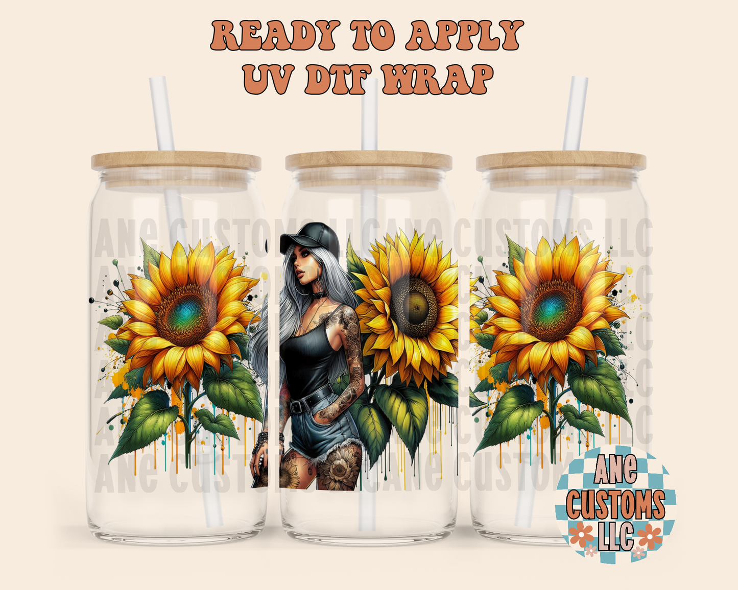 Sunflower girlie UVDTF WRAP