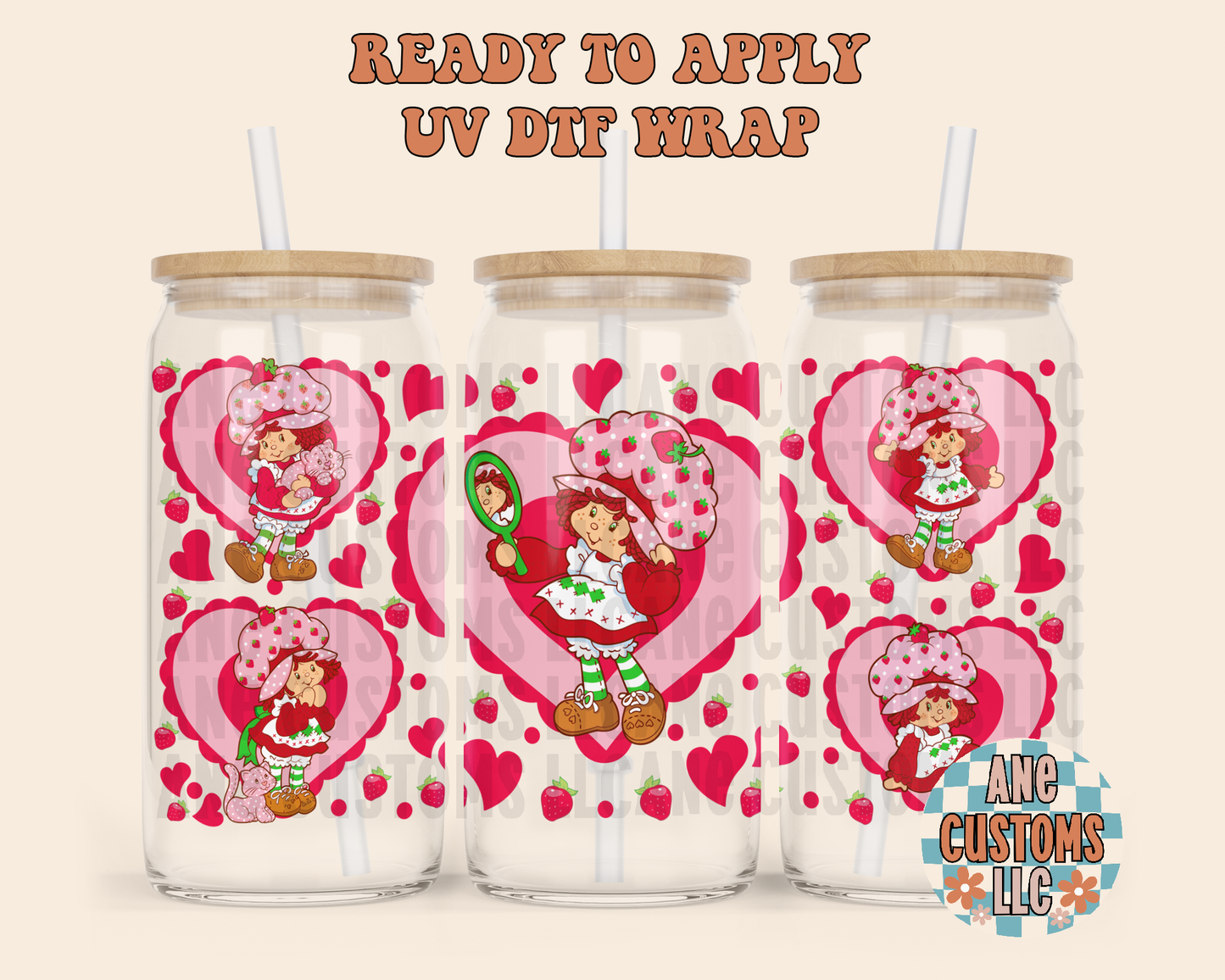Strawberry hearts UVDTF WRAP