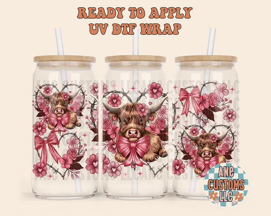 Highland cow heart UVDTF