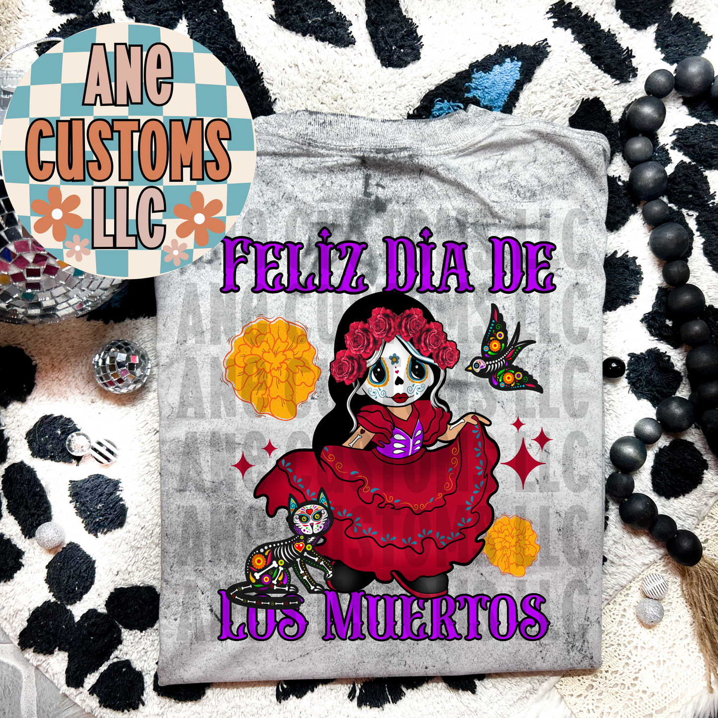 Feliz día de los muertos purple