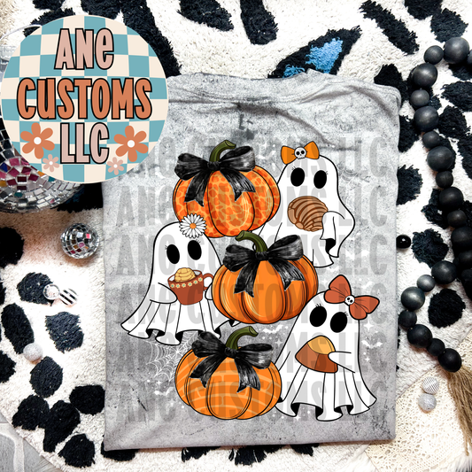 Pumpkin & ghosts white webs