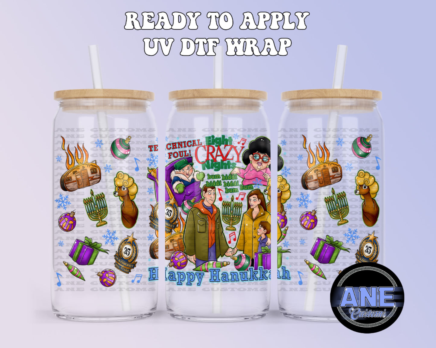 happy hanukkah UVDTF WRAP