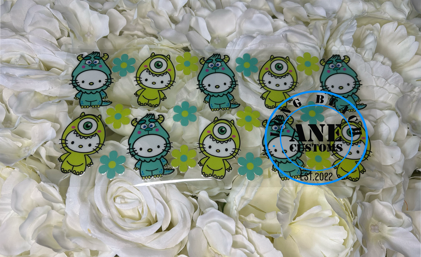 BLUE AND GREEN CAT UVDTF WRAP